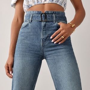 REFORMATION Belted High Rise Straight Jeans